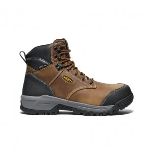 Keen Evanston 6" Insulated Waterproof Werklaarzen Heren Bruin Zwart | QUP882LZ