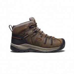 Keen Flint II Waterproof Mid Werklaarzen Heren Zwart Olijfgroen | RDJ9091HB