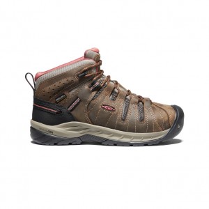 Keen Flint II Waterproof Werklaarzen Dames Bruin Donkerrood | QKF2119DS