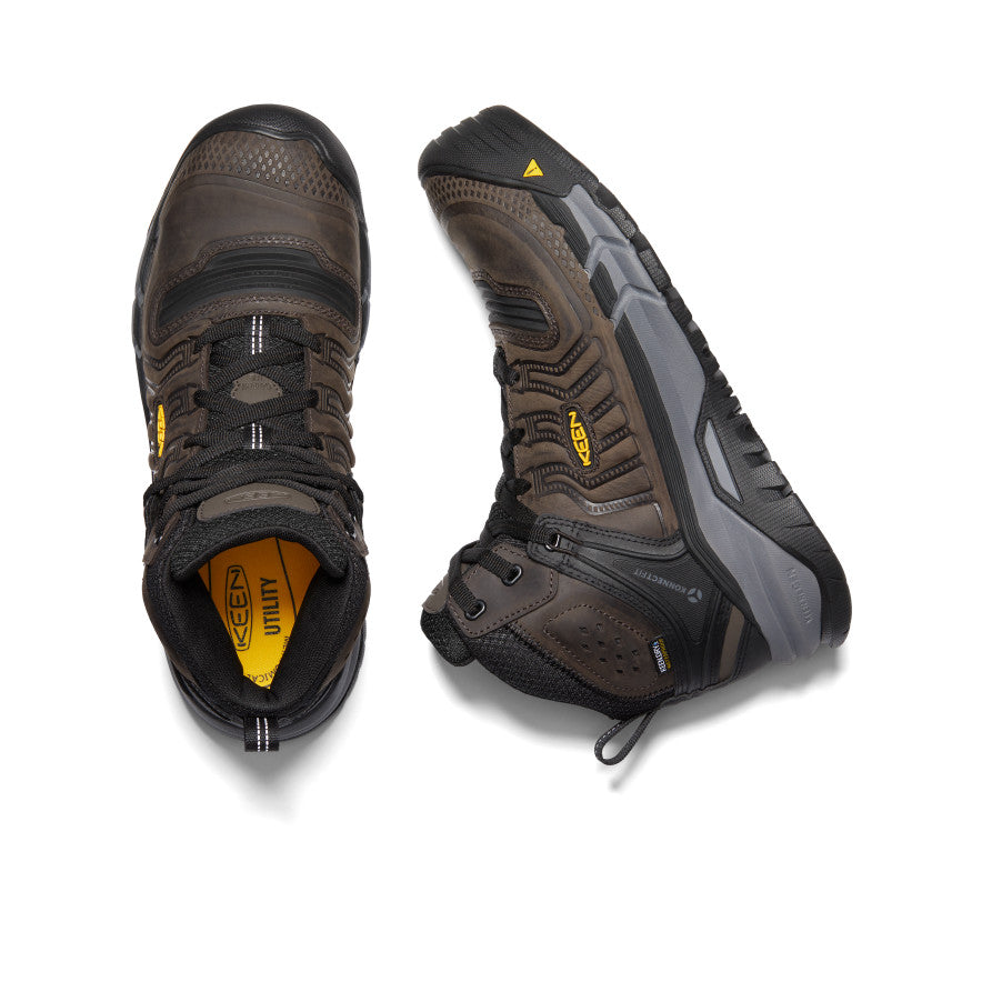 Keen Kansas City+ Waterproof Mid Werklaarzen Heren Koffie Zwart | YGU5354SQ