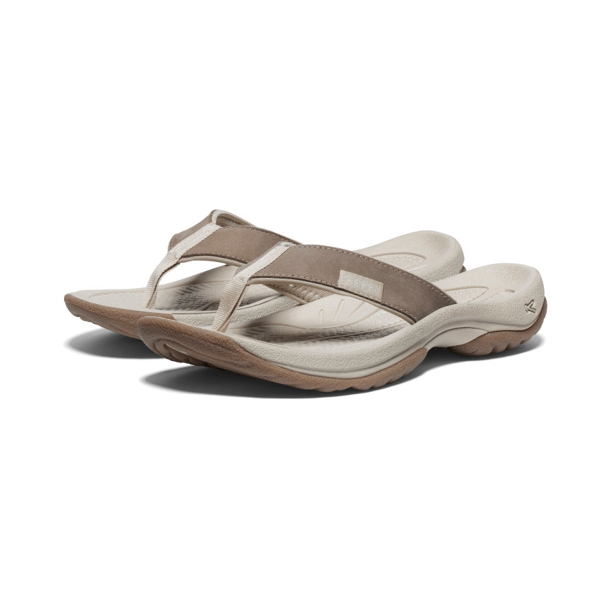 Keen Kona Leather Teenslippers Dames Bruin Zilver | OWJ3831VQ