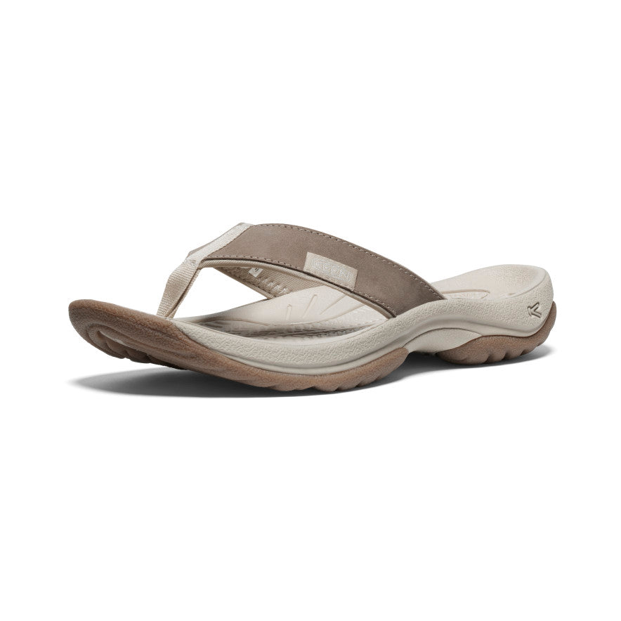 Keen Kona Leather Teenslippers Dames Bruin Zilver | OWJ3831VQ